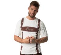 tectake Men's Lederhosen T-Shirt in White | Size: Large TECTAKE White L