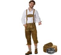 tectake Men's Long Lederhosen Jacob With Belt & Braces in Tan | Size: 52 TECTAKE Tan 52