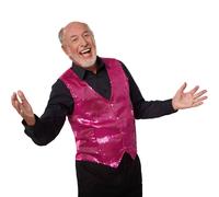 tectake Men's Men's Sequin Waistcoat in Pink | Size: Small TECTAKE Pink S