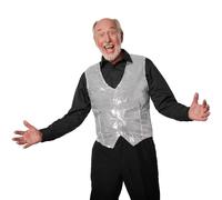 tectake Men's Men's Sequin Waistcoat in Silver | Size: Small TECTAKE Silver S