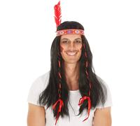 tectake Men's Native American Wig in Black TECTAKE Black One Size