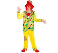 tectake Men's Pipetto The Clown Costume in Yellow | Size: 2XL TECTAKE Yellow 2XL