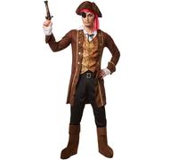 tectake Men's Pirate King Costume in Brown | Size: XL TECTAKE Brown XL