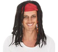 tectake Men's Pirate Wig With Dreadlocks in Black TECTAKE Black One Size