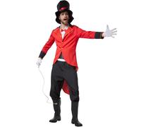 Mens Costume Ringmaster Circus Lion Tamer Showman Tailcoat Fancy Dress Carnival