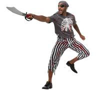 Tectake Scary Pirate - Halloween Fancy Dress Costume For Men 302272 - Black/white L
