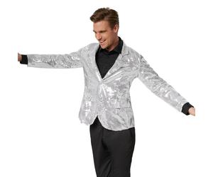 tectake Men's Sequin Jacket in Silver | Size: 2XL TECTAKE Silver 2XL