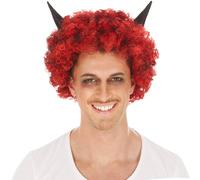 Mens Short-Haired Devil Wig Halloween Fancy Dress Outfit Costume Carnivall