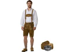 tectake Men's Short Lederhosen Jacob With Belt & Braces in Olive | Size: 54 TECTAKE Olive 54