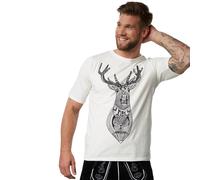 tectake Men's Stag T-Shirt - Top For Men in White | Size: Large TECTAKE White L