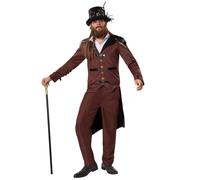 Mens Costume Steampunk Count Brown Suit Victorian Sci Fi Fancy Dress Carnival