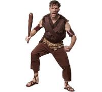 tectake Men's Stone Age Clan Chief Costume in Brown | Size: Large TECTAKE Brown L