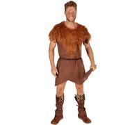 Men’s Costume Stone Age Hunter Fancy Dress Outfit Men Neandertal Hunting Carneva