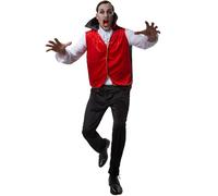 Mens Costume Vampire Count Dracula Jabot Cape Fancy Dress Carnival Halloween