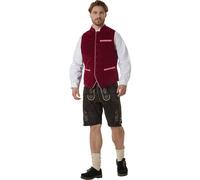 tectake Men's Waistcoat Noah In Velvet With Traditional Bavarian Check Pattern in Red | Size: 54 TECTAKE Red 54