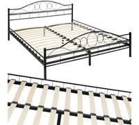 Tectake Metal Bed Frame Art With Slatted Base 200 X 180 Cm - 60 Cm - Black/black