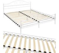Tectake Metal Bed Frame Art With Slatted Base 200 X 180 Cm - 60 Cm - White/white