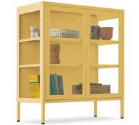 Tectake Metal Display Case 80 Cm - Yellow