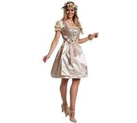 tectake Midi Bavarian Dirndl Dress with Apron, Waistband & Fitted Bodice with Lacing & Sequins, Women's Traditional Fancy Dress, Ideal as Oktoberfest Outfit & Halloween Costume - M