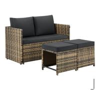tectake Monopoli 2-in-1 rattan garden lounge set, sofa & seating area in Natural | Size: 4 Person TECTAKE Natural 4 Person