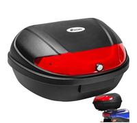 TecTake® Motorcycle Top Box with 48L Volume for Motorbike Helmet, Universal Motorbike Top Box with Robust Hard Shell, Secure Lock & Large Reflector for Motorcycles, Scooters, Mopeds - Matt Black