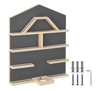 (anthracite) Floating Shelf Tonies Wall House Shaped Narrow Shelving Unit Childrens Toys