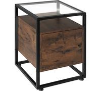 Tectake Nightstand Dudley With 3 Shelves, Magnetic Door - Brown