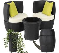 Tectake Nizza 2+1+1 Aluminum Rattan Seating Set - Black