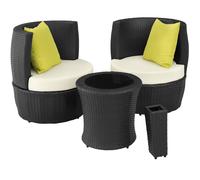 Tectake Garden Furniture Set Nizza - 2 Chairs, Side Table, Bistro Set. Compact Storage - Black