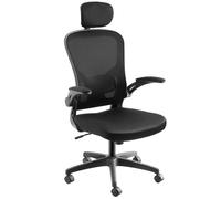 Tectake Office Chair Arges - Ergonomic Shape w/ Adjustable Lumbar Support And Headrest, Black
