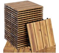 Tectake Outdoor Tiles Tabula - Easy 'click' Installation, Acacia Wood, Weather-Safe 20 - Brown