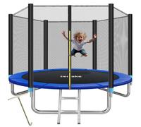 tectake® Outdoor Trampoline, Ø 244/305/366/396/427/457 cm, GS-Certified, with Safety Net for Children, Ladder, Padded Edge Cover & Tear-Resistant Jumping Mat, Ideal Adult & Kids Trampoline for Garden