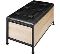 TecTake padded storage chest Calico | Spacious storage for toys, clothes or knitting in any hallway, bedroom or living room | 801077 (Light Wood)