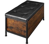 TecTake padded storage chest Calico | Spacious storage for toys, clothes or knitting in any hallway, bedroom or living room | 801077 (Dark Wood)