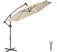tectake Parasol 360° Rotating Umbrella, LED Solar, 3 x 3 m in Beige | Size: Large TECTAKE Beige Large