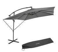 TecTake® Garden Parasol - Water-Repellent Sun Shade, Hand Crank for Opening & Closing, Tilt Angle & Air Vent, Incl. Protective Cover - 2.5x2.5m Parasol Umbrella for Patio, Balcony & Pool - Light Grey