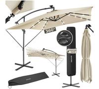 Tectake Parasol Sunna - 250 X 250 Cm With Led Solar Lighting, With Protective Cover - Beige