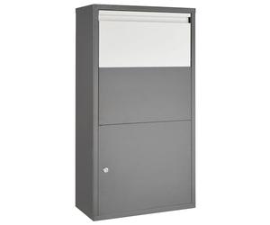 tectake® Parcel Locker - Pre-Assembled Lockable Storage Box with Anti-Theft Deposit Slot, Cylinder Lock & Folded Steel Sheet with Powder Coating, Incl. Wall Mounting Kit - 44x22x82cm Post Box - Grey