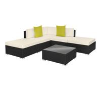 tectake Paris Rattan Lounge Set with Aluminum Frame in Black | Size: Large TECTAKE Black Large