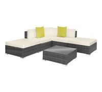 tectake Paris Rattan Lounge Set with Aluminum Frame in Grey | Size: Large TECTAKE Grey Large
