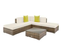 tectake Paris Rattan Lounge Set with Aluminum Frame in Natural | Size: Large TECTAKE Natural Large