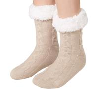 tectake Patterned Cosy Socks Beige | Size: 36-38 TECTAKE Beige 36-38