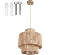 tectake Pendant Light Allegra In 3 Tiers, Jute Fibre & Boho Chic Design in Natural TECTAKE Natural