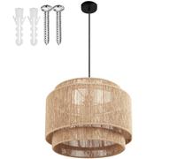 TecTake® Pendant Light with Natural Jute Weave in Boho Style, 3-Tier Jute Lampshade with Soft Lighting & Steel Frame, Versatile 40W Ceiling Light for Living Room, Bedroom, Kitchen - Ø 46 x 32 cm