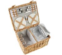 tectake Picnic Basket Fohr For 4 People, With Cooler Compartment & Accessories in Brown TECTAKE Brown