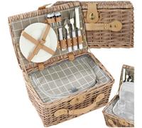 tectake Picnic Basket Lange in Brown TECTAKE Brown