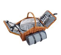 tectake Usedom 4 Person Picnic Basket with Cooler Compartment and Accessories - Size: 43.5 x 46 x 30cm - Brown - Wilko