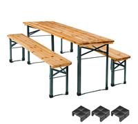 Beer Tent Folding Picnic Tables Benches Seats 8 Fir Wood Steel Frame Furniture