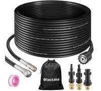 tectake® Pressure Drain Pipe Cleaning Hose Kit, Stainless Steel Nozzles, Adapters, High Pressure & Temperature Resistance, Incl. Storage Bag, Insulation Tape, Usable with Most Pressure Washers - 15m