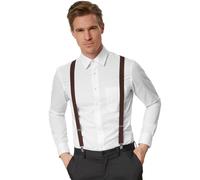 tectake Plain Trouser Braces in Brown TECTAKE Brown One Size